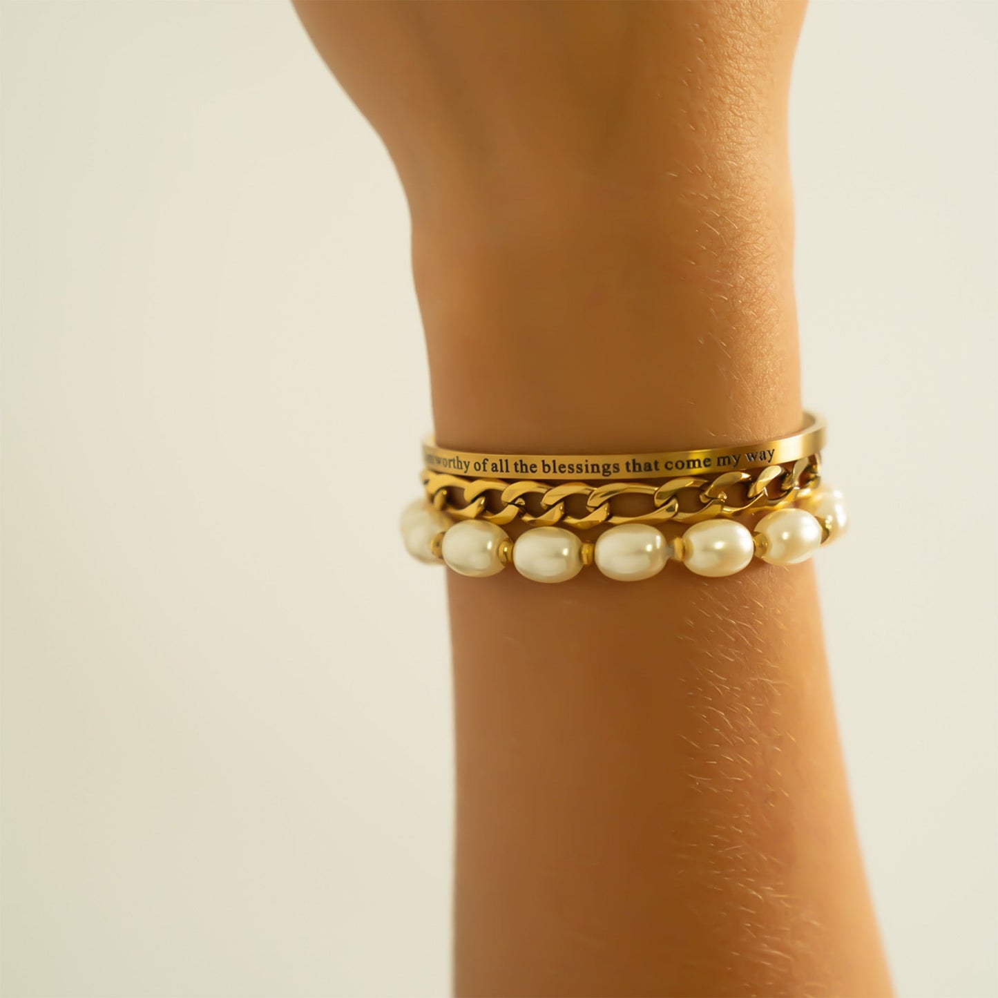 18k Gold Stainless Steel Affirmation Bracelet