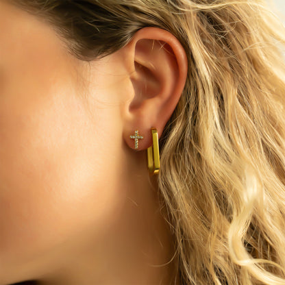 18k Gold Stainless Steel Shiny Earrings