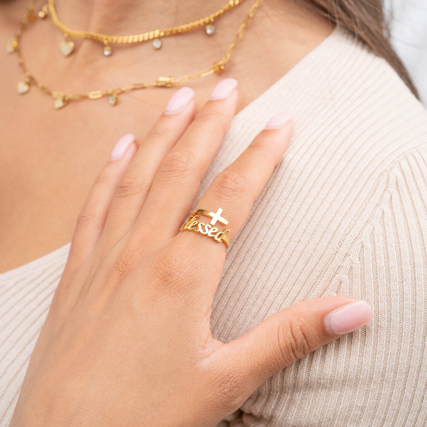 18k gold stainless steel “Do not fear” Ring