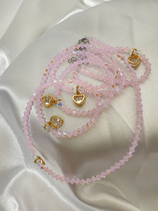 Pastel Pink Heart Swarovski Waist Bead